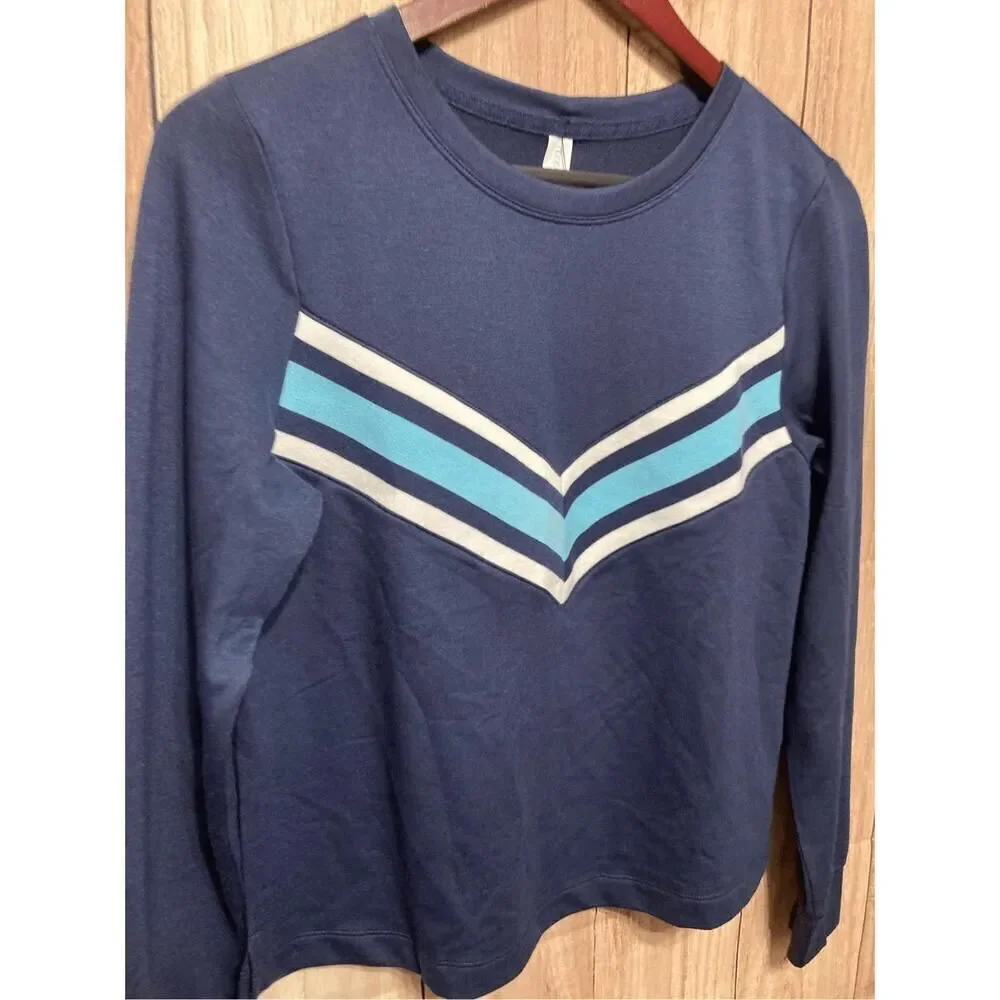 Ideology Small NWT chevron comfort sweater blue/white active top